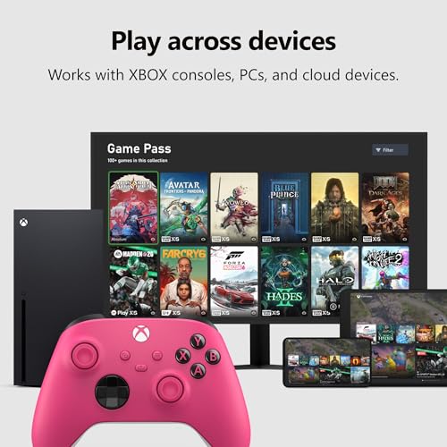 Xbox Wireless Gaming Controller | Deep Pink | Consoles, PCs, TVs, mobile, and more | Textured Grip | Wireless, Bluetooth, USB-C Connectivity - style: Deep Pink