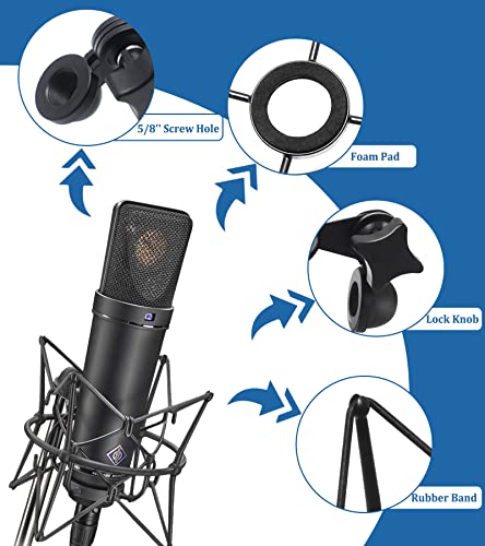 Microphone Shock Mount Anti-Vibration Mic Holder Spider Recording Mic Shockmount Stand Compatible with Neumann U87 Ai, U89 i and TLM 67 (Black)