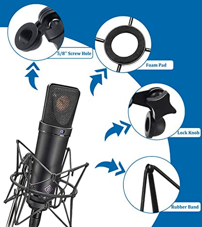 Microphone Shock Mount Anti-Vibration Mic Holder Spider Recording Mic Shockmount Stand Compatible with Neumann U87 Ai, U89 i and TLM 67 (Black)