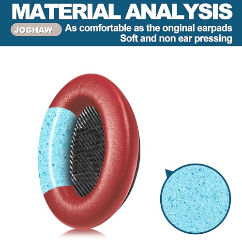 Headphones Replacement Ear Pads, Protein Leather earpad Cushions for Bose Quiet Comfort QC35 Headphones, Replacement Earpads, Softer Memory Foam - Red - color: Red