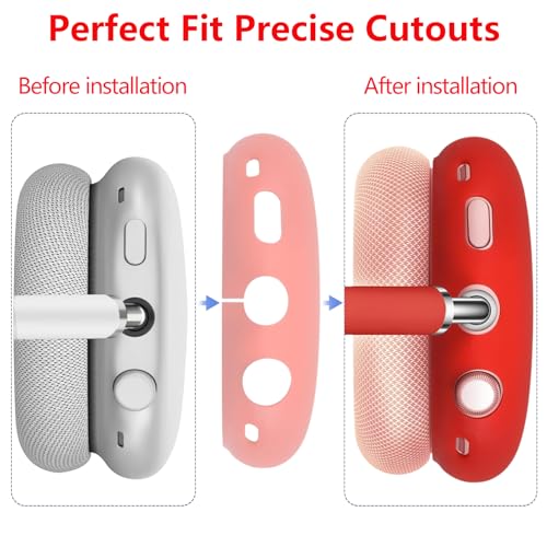 3-in-1 Silicone Case Cover for AirPods Max 2/AirPods Max Headphones, Apple AirPod Max Accessory Protective Cover, Headband/Ear Cups/Ear Pad Covers, Anti-Scratch and Sweatproof (All red) - color: All red