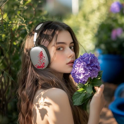 Headphone Cover for AirPods Max, Girly Cute Clear Ear Cups Covers, Black Silicone Ear Pad Case Headband Cover for Apple AirPods Max (2024/2020), Rose - color: Rose-Black