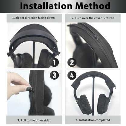 Adhiper Headphone Ear Pads Covers & Headband Cover, 1 Pairs Strechable Washable Sweat Headphone Ear Covers & Headband Cover Protector for Gym, Gaming, Fit 3.5" - 4.3" Earpads