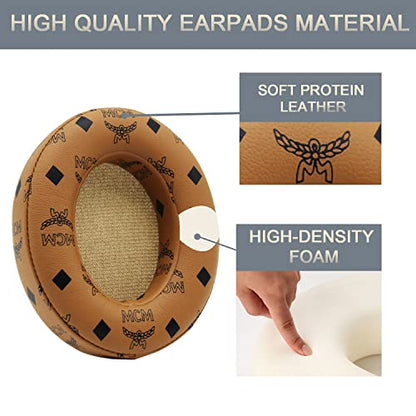 Replacement Ear Pads Protein PU Leather Ear Cushion Compatible with Beats by Dr.Dre Studio 2.0 Studio 3 B0500 B0501 Wired Wireless Over-Ear Headphones (Floral Brown) - color: Floral Brown