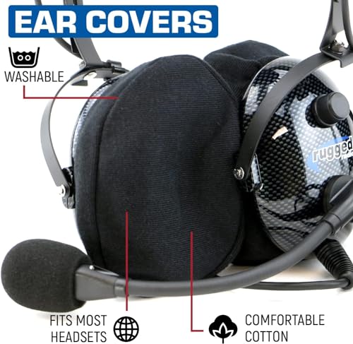 Rugged Radios Cloth Ear Covers for Aviation & Racing Headsets | Universal Fit with Avcomm, David Clark & Rugged Headsets - Breathable, Washable Cotton Covers That Absorb Perspiration