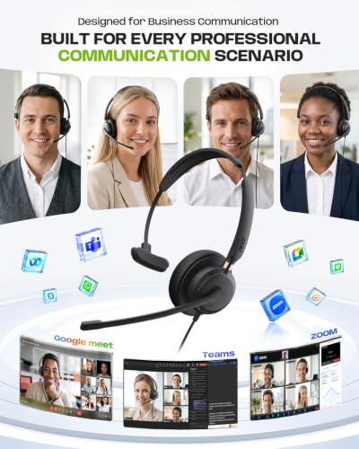 Acer USB Headset with Microphone, Clear Sound Quality for Call ＆ Meetings, Wired Computer Headset for PC Laptop, Single Ear Headset for Office, Work, Teams and Call Center Use - USB-A/C & 3.5mm | Clear Sound Quality for Call ＆ Meetings, Work Headset for O