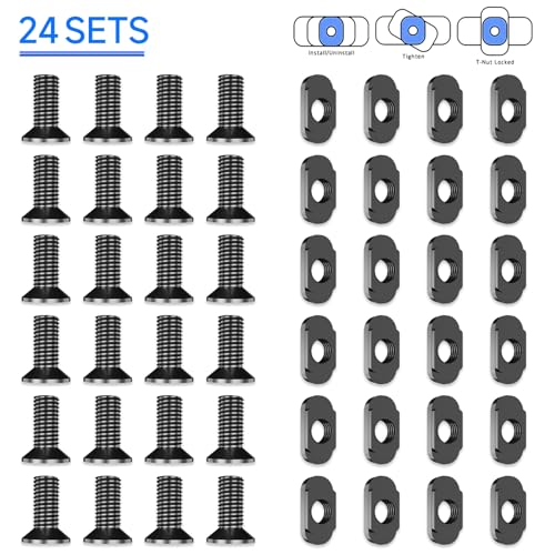 24 PCS Mlok Screws and Nuts Replacement Sets, M-Lok Rail Mount Screws & T-Nuts Accessories with Allen Wrench