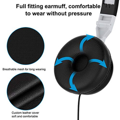 Foldable HiFi Audio Bass Wired Headset Gaming Headphone Over Ear Stereo Wired Headphones for 3.5mm Phone/Tablet Black - color: Black