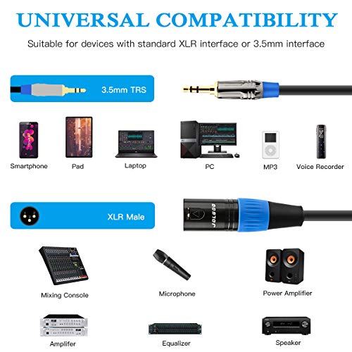 JOLGOO 3.5mm to XLR Cable, Unbalanced 1/8" Stereo Plug to XLR Male Microphone Cable, XLR to 3.5mm Cable Compatible with iPhone, iPod, Computer, Video Camera, and More, 3.3 Feet - size: 3.3 Feet, style: 3.5mm to XLR Male