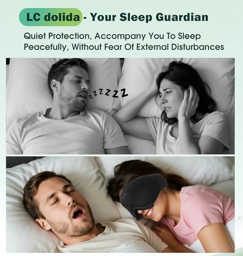 Sleep Mask with Headphones Bluetooth 5.4, LC-dolida Soft Bamboo Cotton Wireless Bluetooth Sleep Mask, Music Sleeping Headphones Cooling & Breathable, Ultra-Thin Stereo Speaker for Side Sleepers - color: Jet