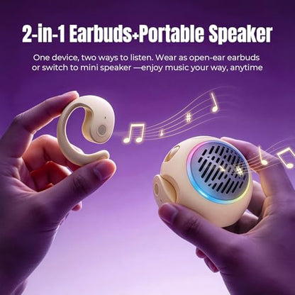 Xmenha Purple Kids Wireless Open Ear Over the Ear Earbuds for Kids Ear Buds Air Bone Conduction Headphones Bluetooth Headset Small Mini Portable Bluetooth Speaker