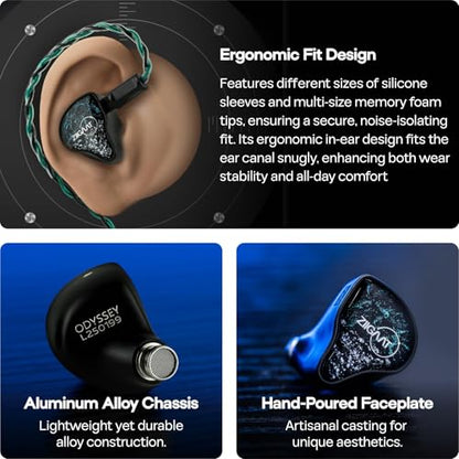 Linsoul ZiiGaat x Hangout. Audio: Odyssey 2 in Ear Monitor, 1DD + 3BA Hybrid IEM, HiFi Wired Earbuds LC02 in Ear Monitor Case, Portable Earbud Hard Case