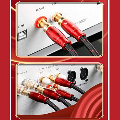 SKW 2RCA to 2RCA Audio Interconnect Cable Entry Level HC Series Cable 6.5ft/2m | HC Series, 2 RCA phono, 4N OFC copper, Aluminum foil & tinned copper braid, non-magnetic metal shell, cotton braided jacket - size: 6.5ft/2m