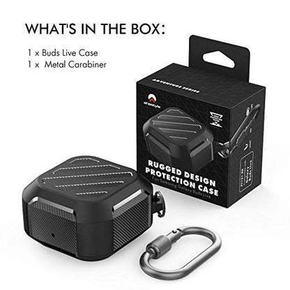AHASTYLE Samsung Galaxy Buds FE/Galaxy Buds2 Pro Case/Galaxy Buds 2 Case | Galaxy Buds Pro Case/Galaxy Buds Live Case Shock-Proof Rugged Protective Cover Case Support Wireless Charging (Black) - color: Galaxy Buds FE/2 Pro/2/Pro/Live, Army Black