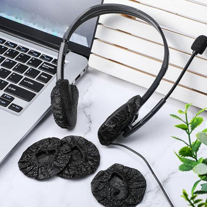 BBTO 300 Pieces Disposable Headphone Covers Non Woven Sanitary Fabric Headset Earphone Covers for Ear Pad Headphones(S-6.5 cm,Black) - color: Black, size: S-6.5 cm