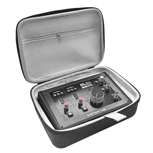 Musiin Custom Audio Interface Case Compatible with SSL2+ MKII OTG(Grey) | Fitted EVA hardshell case with soft lining, handle and dual zippers. - color: SSL2 Grey