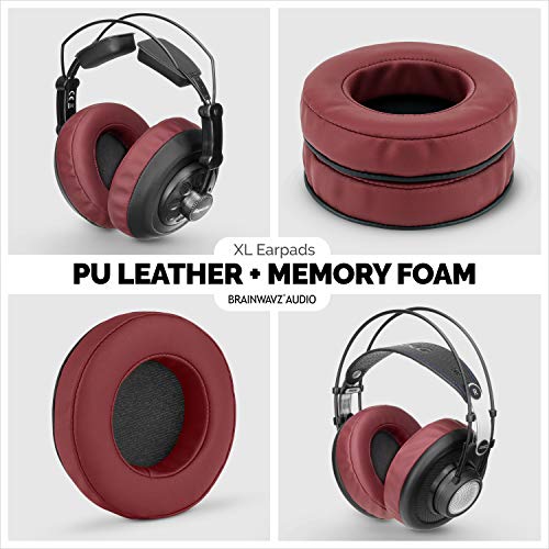 Brainwavz XL Large Replacement Memory Foam Earpads - Suitable for Many Other Large Over The Ear Headphones - Sennheiser, AKG, HifiMan, ATH, Philips, Fostex, Sony (Dark Red) - color: Dark Red