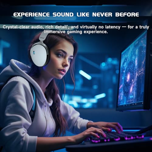 Acer Gaming Headset with Aluminum Frame for PS5, PS4, PC, Switch - White | Tri-Mode(2.4GHz/Bluetooth/Wired) Gaming Headphones with ENC Mic, Stereo Sound, 40H Battery, Blue Light Indicator, 50mm Driver - color: White