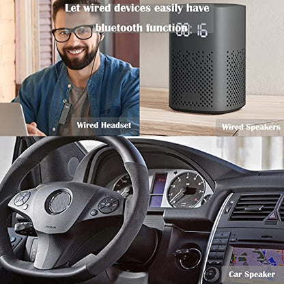 Bluetooth 5.2 Adaptor for Wireless Headphones, 60H Battery Life Bluetooth Receiver with LED Digital Display & Noise Cancelling Mic, Wireless Audio Receiver for Speakers, Car/Home Stereo - color: Receiver