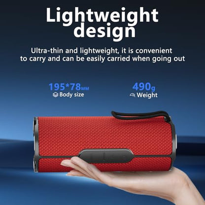 BYANDBY Bluetooth Speaker with IPX5 Waterproof 2 Portable, Long Playtime, Wireless Stereo Pairing, 12W Stereo Sound, BT 5.3, Bassup, Electronics for Home, Shower, Outdoors, Travel(Red) - color: Red