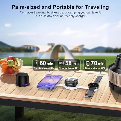 Galaxy S26 3 in 1 Wireless Charger Station, Foldable Fast Charging Pad for Samsung S25 Ultra S24 - color: Wireless Charger White
