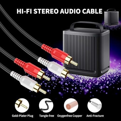 RCA Cable 100ft,2RCA M/M Stereo Audio Cable [24K Gold Plated | Copper Core] 2RCA Male to 2RCA Male.for Home Theater, HDTV, Amplifiers, Hi-Fi Systems,Speakers - size: 100ft