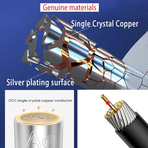3.5mm Male to Male Audio Cable, Hi-Res Lossless Sound Aux Cord with Silver-Plated OCC Process Single Crystal Copper, Compatible with Car Stereo, Headphones, Amplifier, Home Theater, DAC, Blue - size: 1.6FT/0.5M