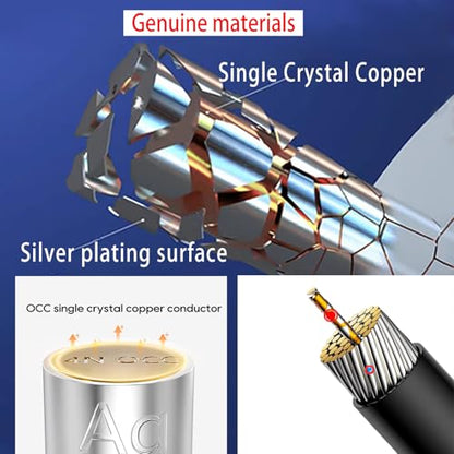 3.5mm Male to Male Audio Cable, Hi-Res Lossless Sound Aux Cord with Silver-Plated OCC Process Single Crystal Copper, Compatible with Car Stereo, Headphones, Amplifier, Home Theater, DAC, Blue - size: 1.6FT/0.5M