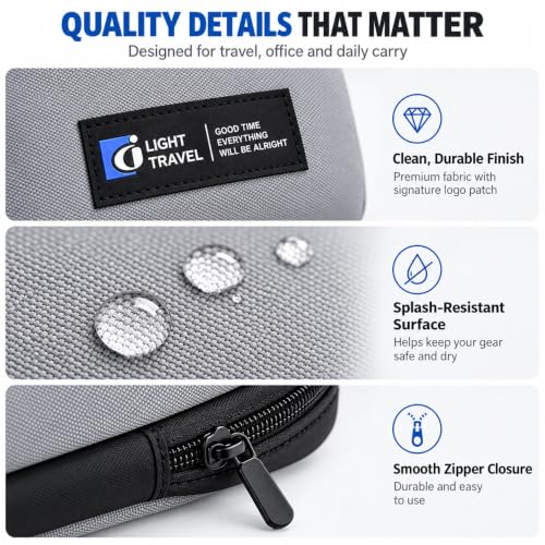 Electronics Organizer Tech Pouch for Cables and Chargers, Gray - color: Grey