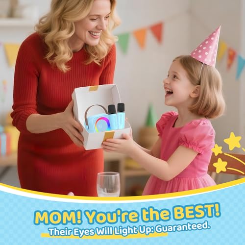 Karaoke Machine for Kids, Toys for 3-12 Years Old Girls Gifts, Kids Karaoke Microphone Machine Toy, Best Fun Christmas Birthday Gifts for 5 6 7 8 9 10 11 Years Teens Girl Boys Blue 2 Mic - color: Blue 2 Mics