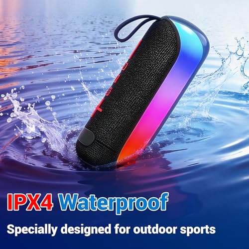 T&G Bluetooth Speaker with RGB Lights, 15W Loud Stereo Soun | IPX4 Waterproof Shower Speaker, 24H Battery Portable for Outdoor Party Beach Pool black - color: Black