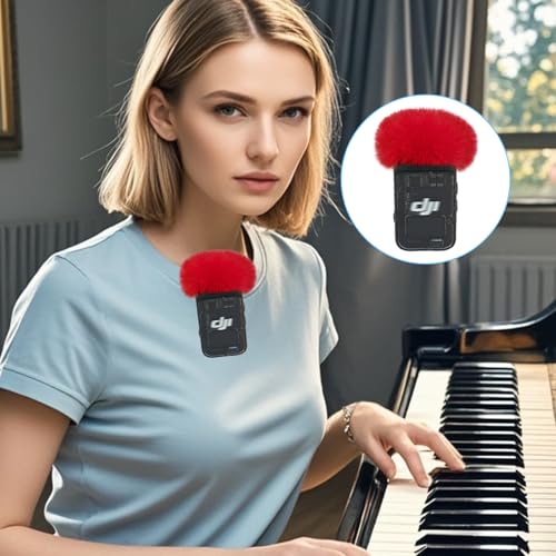 Microphone Windscreen Compatible with DJI MIC 2 (Not for DJI MIC 1) / OSMO POCKET Microphone Furry Wind Muff (2 Packs-Red) - color: red-2pcs