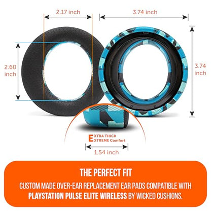 WC Freeze Pulse Elite - Cooling Gel Earpads for PS5 Pulse Elite | Made by Wicked Cushions | Thicker Cushion & Wider Opening | Cyan Prism - color: Cyan Prism