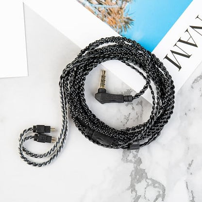 KZ ZS10 Pro IEM Cable, 2 Meter Long in Ear Monitor Cable, CCZ C01 4N OFC Upgraded Earbuds Cord for ZSN PRO X, Castor, EDX PRO, ZS12 PRO X, ZS10 PRO-X, ZAR, ZAS, CCA CRA (2m, 2Pins Without Mic, Black) - size: 2m, style: 2pins-Without Mic