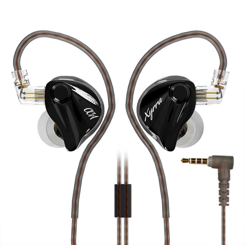CCA Xyrra in-Ear Monitors, Wired Gaming Earbuds with 1DD+1BA Hybrid Drivers and Enhanced Sound Separation, Detachable IEM Headphones for Immersive Gaming & Studio Monitoring - style: no Mic