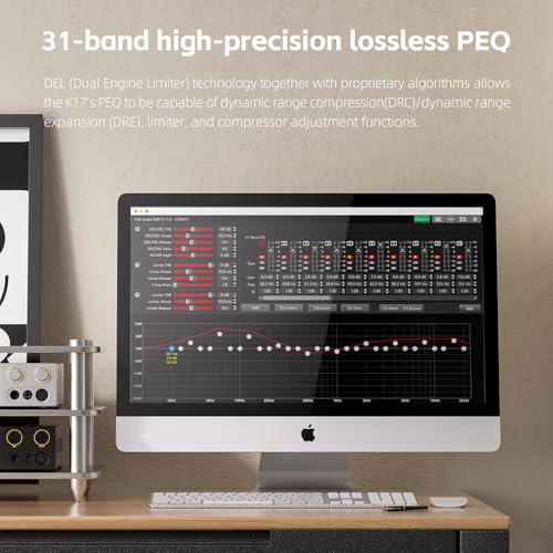 FiiO K17 Desktop DAC&Headphone Amplifier AK4191+AK4499EX*2, 31-Band PEQ, MQA,Support DSD512 32Bit/768kHz with Remote Control (Black) - color: Black
