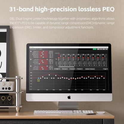 FiiO K17 Desktop DAC&Headphone Amplifier AK4191+AK4499EX*2, 31-Band PEQ, MQA,Support DSD512 32Bit/768kHz with Remote Control (Silver) - color: Silver