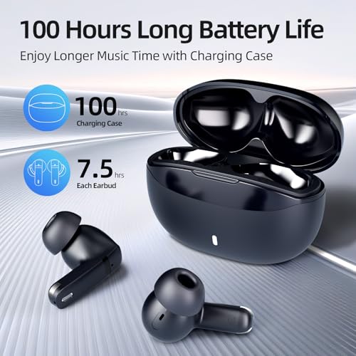 Wireless Earbuds, 100H Bluetooth 5.4 Headphones, ENC+ ANC Noise Cancelling Touch Control True Wireless Bluetooth Ear Buds,Stereo Deep Bass Bluetooth Headset for Sports/Workout/Gym(Blue) - color: Blue