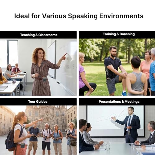 Wireless Voice Amplifier for Teachers with Microphone (Black) | Portable Rechargeable Bluetooth Speaker with Wireless Clip-On Mic Waist Strap for Classroom Teaching Public Speaking Training - size: 1-pack