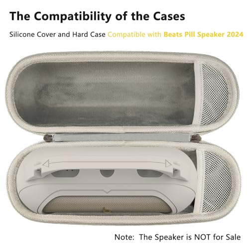Silicone Cover and Hard Carrying Case for Beats Pill 2024 Bluetooth Speaker | Protective Cover Case for Beats Pill Speaker Accessories, Scratch-Resistant and Drop-Proof Cover (Gray Case) - color: Gray Case