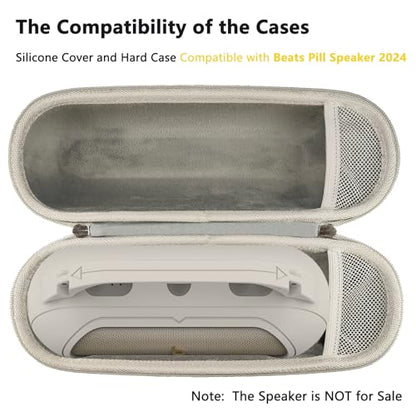 Silicone Cover and Hard Carrying Case for Beats Pill 2024 Bluetooth Speaker | Protective Cover Case for Beats Pill Speaker Accessories, Scratch-Resistant and Drop-Proof Cover (Gray Case) - color: Gray Case