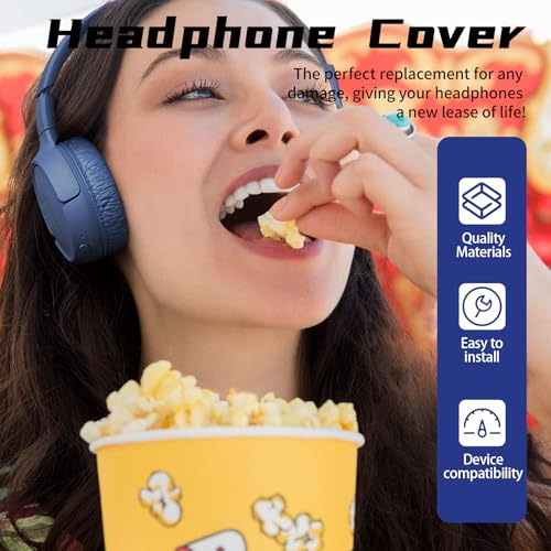 1 Pair Ear Pads and 1 Headband, Earpads Replacement Cushions for JBL Tune600 T500BT T450 T450BT JR300BT JR310BT Headphones (Not Suitable for Tune 600btnc) with Memory Foam, Soft Protein Leather - color: pads and headband - blue