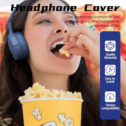 1 Pair Ear Pads Replacement, Earpads Cushions for JBL Tune600 T500BT T450 T450BT JR300BT T510BT T520BT JR310BT Headphones (Not Suitable for Tune 600btnc) with Memory Foam, Soft Protein Leather - color: Headphone Pad - Blue