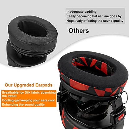 SOULWIT Earpads for ATH M50X/M40X, HyperX Cloud 2/3/Alpha, MDR-7506, Arctis 7/9/5/Nova 7/Pro Wired, G Pro X, Sennheiser HD280, Razer Kaira/Barracuda/Kraken Series, Turtle Beach Stealth,Cooling Gel-R S - color: Red Storm