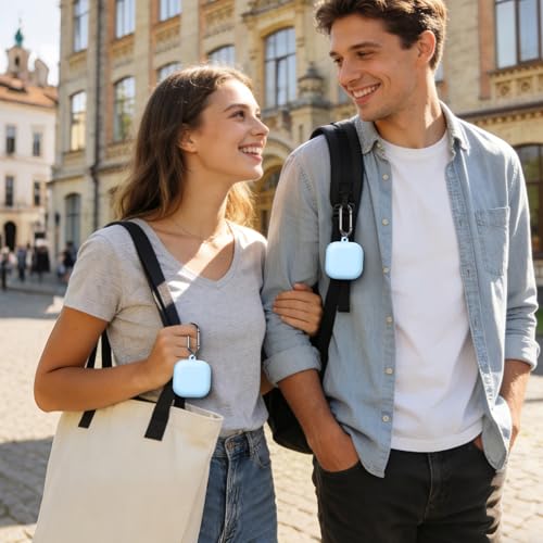AhaStyle Silicone Case for Samsung Galaxy Buds4 and Galaxy Buds4 Pro (2026) | Skin-Friendly Soft Touch, Full Protection,Shockproof, with Carabiner, Wireless Charging, Headphone Accessories, for Men Women - color: Galaxy Buds4/Buds4 Pro, Sky Blue
