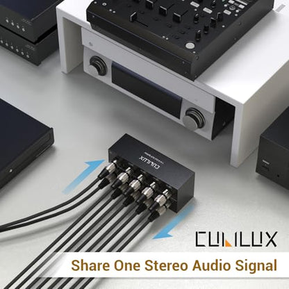 4-Way Balanced XLR Splitter Box, Passive Stereo 2-In-8-Out Audio Distributor for Studio, Live, Mixer, Amplifier, Preamps, Powered Speaker