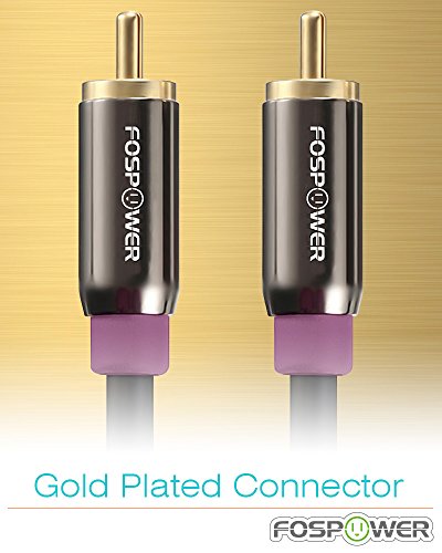 FosPower Subwoofer Cable (6 FT) RCA to RCA Audio Stereo Cable, Male to Male - Dual Shielded Cord | 24K Gold Plated Connector | Corrosion Resistant | Clean Sounding Signal - size: 6 Feet