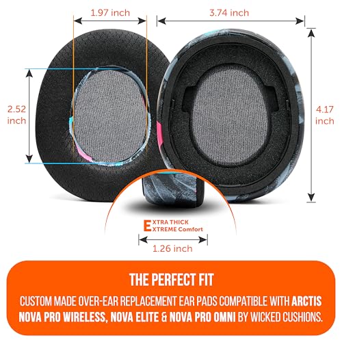 WC Mod Kit V2 Nova Pro Wireless, Pro Omni & Elite - Gel Earpads & Headband | Made by Wicked Cushions | Side Plates also included. Fits Arctis Nova Pro Wireless, Elite & Pro Omni | 90's Black - color: 90's Black