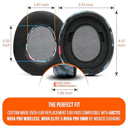 WC Mod Kit V2 Nova Pro Wireless, Pro Omni & Elite - Gel Earpads & Headband | Made by Wicked Cushions | Side Plates also included. Fits Arctis Nova Pro Wireless, Elite & Pro Omni | 90's Black - color: 90's Black