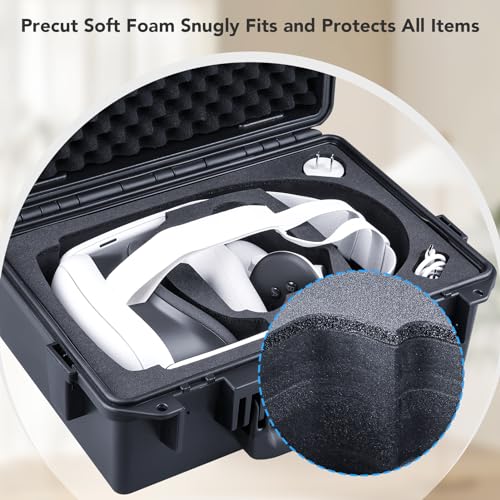 Lykus Titan OQ200 Waterproof Hard Case, Works with Quest 3S/Quest 3/Quest 2, Fit Official Elite Head Strap, Better Protection [CASE ONLY] | CASE ONLY,Fits Stock and Official Elite Head Strap,IP67 Waterproof,Shockproof,CNC Cut Premium Foam - color: Black